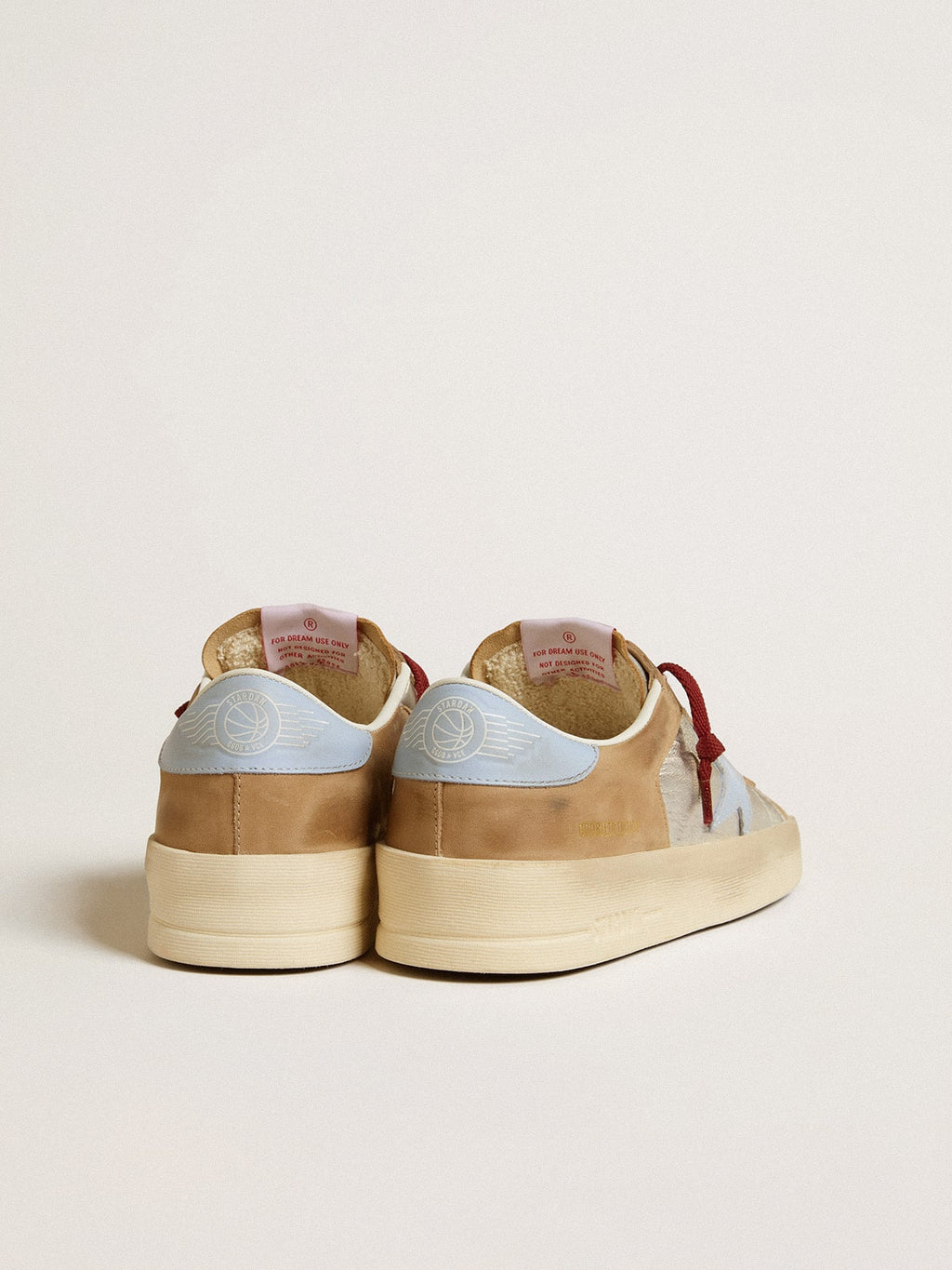 Women's silver Stardan LTD with light blue leather star and nubuck inserts| Golden Goose