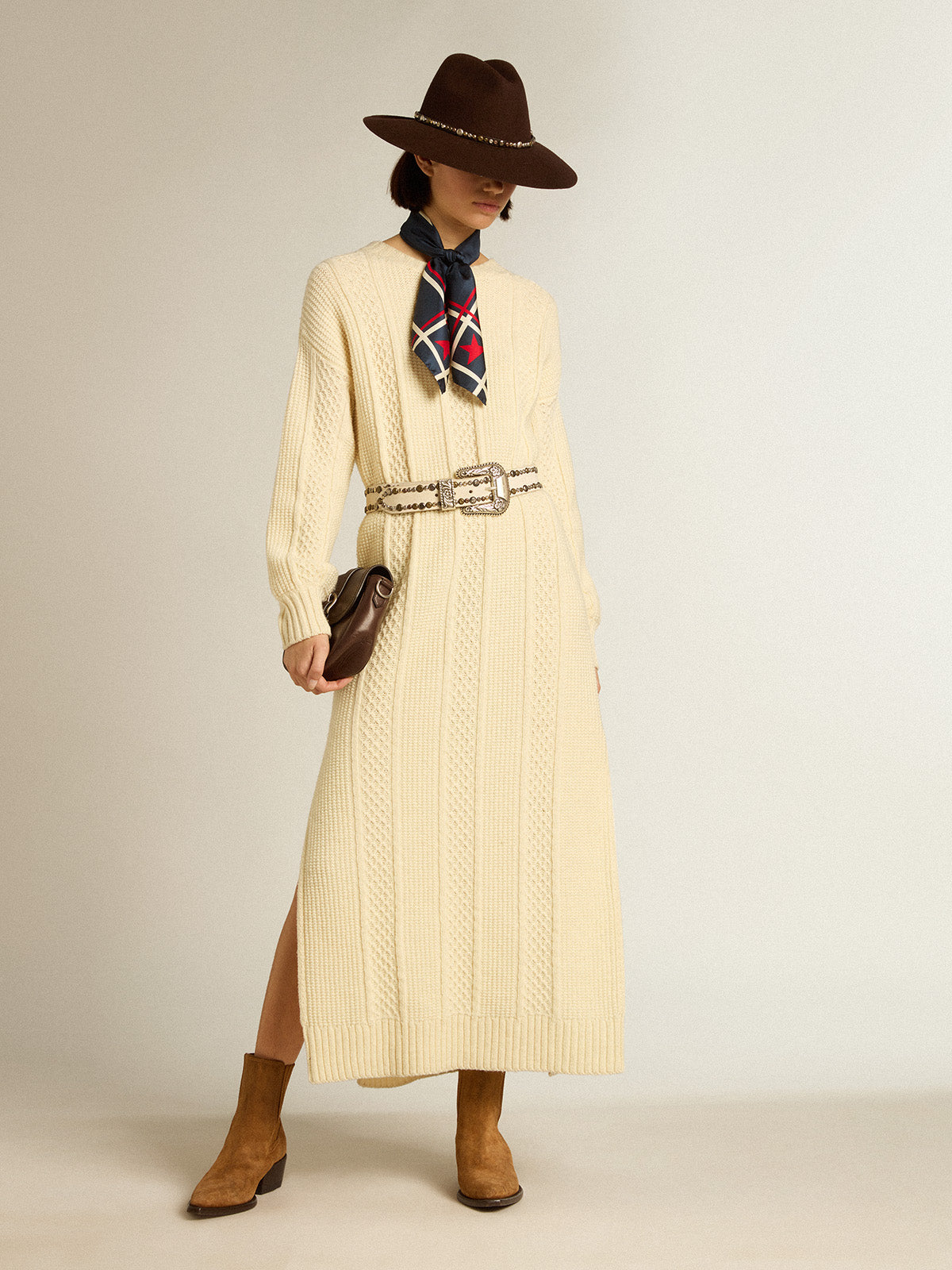 Wool dress with embroidery on the back| Golden Goose