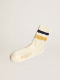 Aged-white socks with distressed details and two-tone stripes| Golden Goose