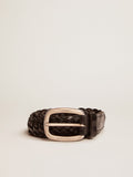 Men's black leather belt| Golden Goose