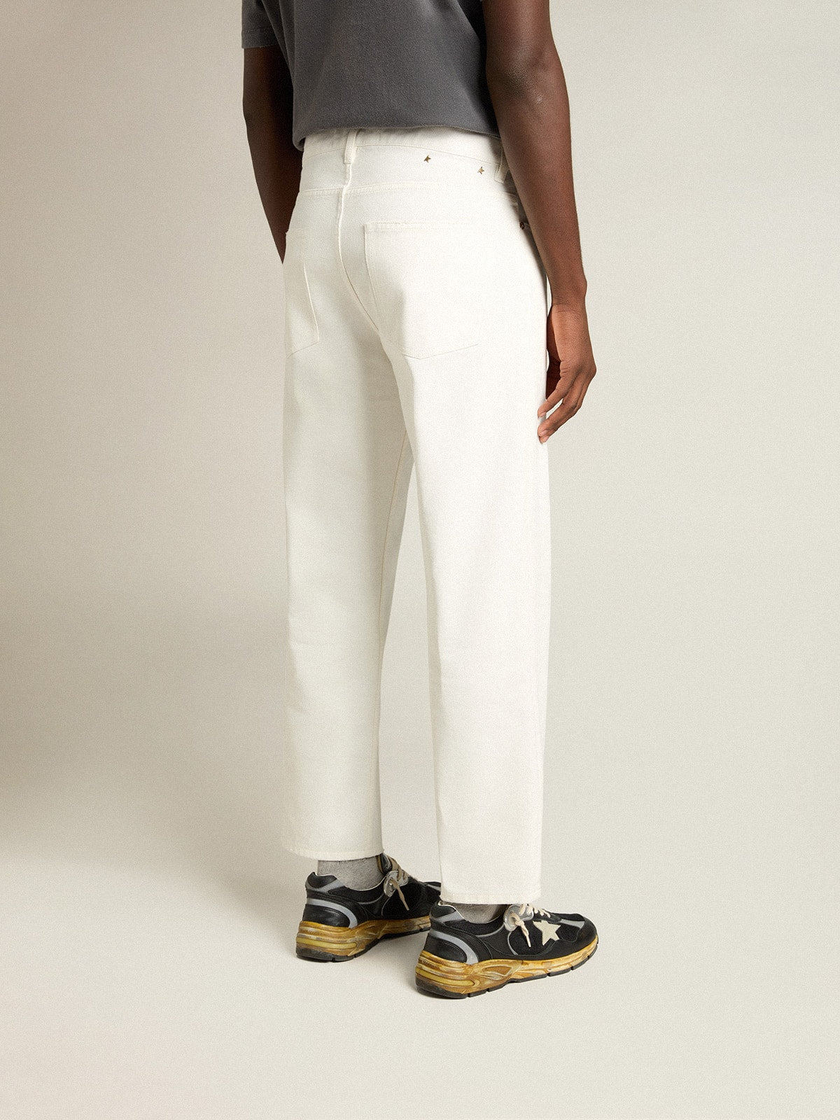 Men's white denim pants| Golden Goose