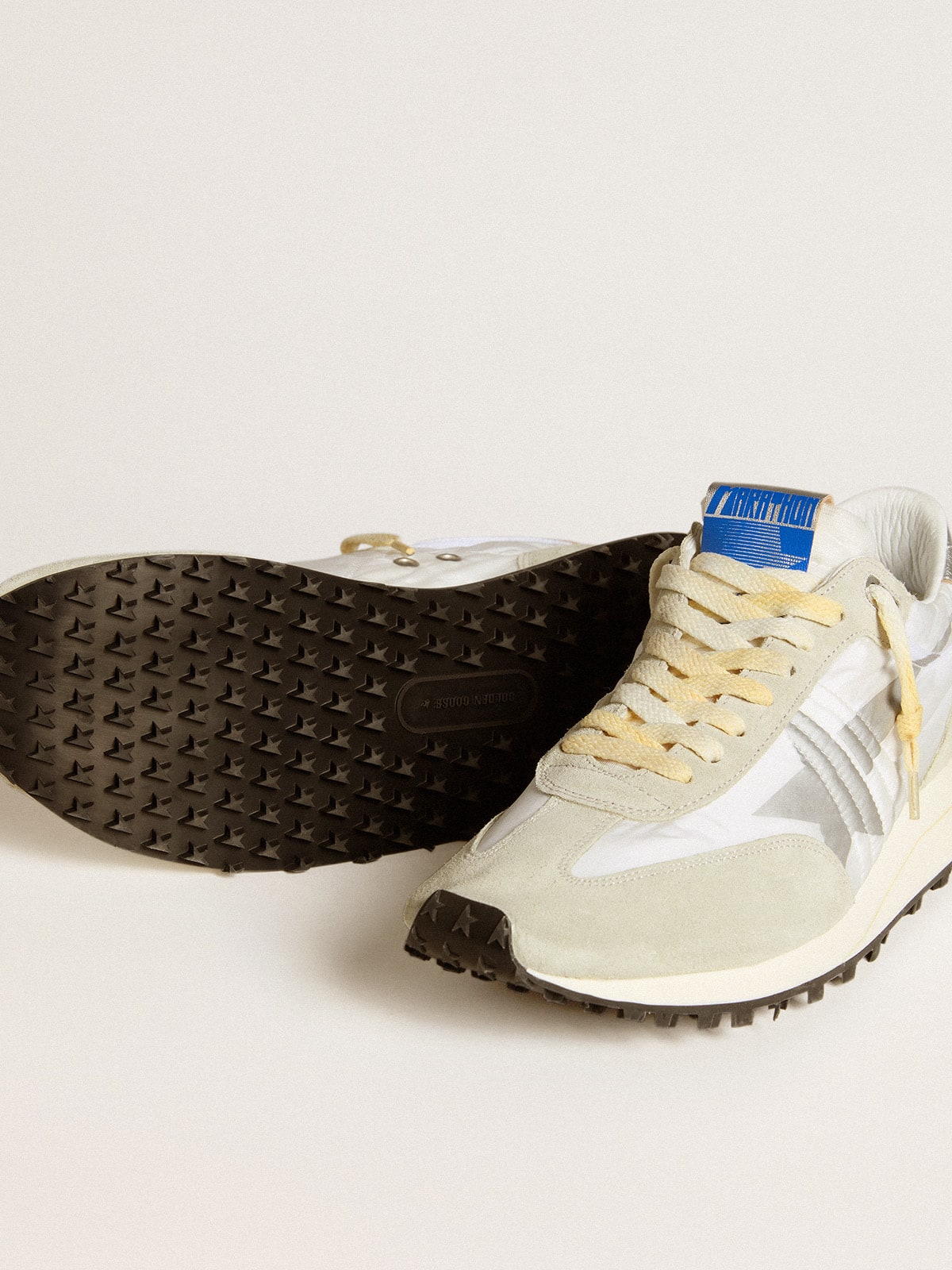 Men's Marathon with white nylon upper and silver star| Golden Goose