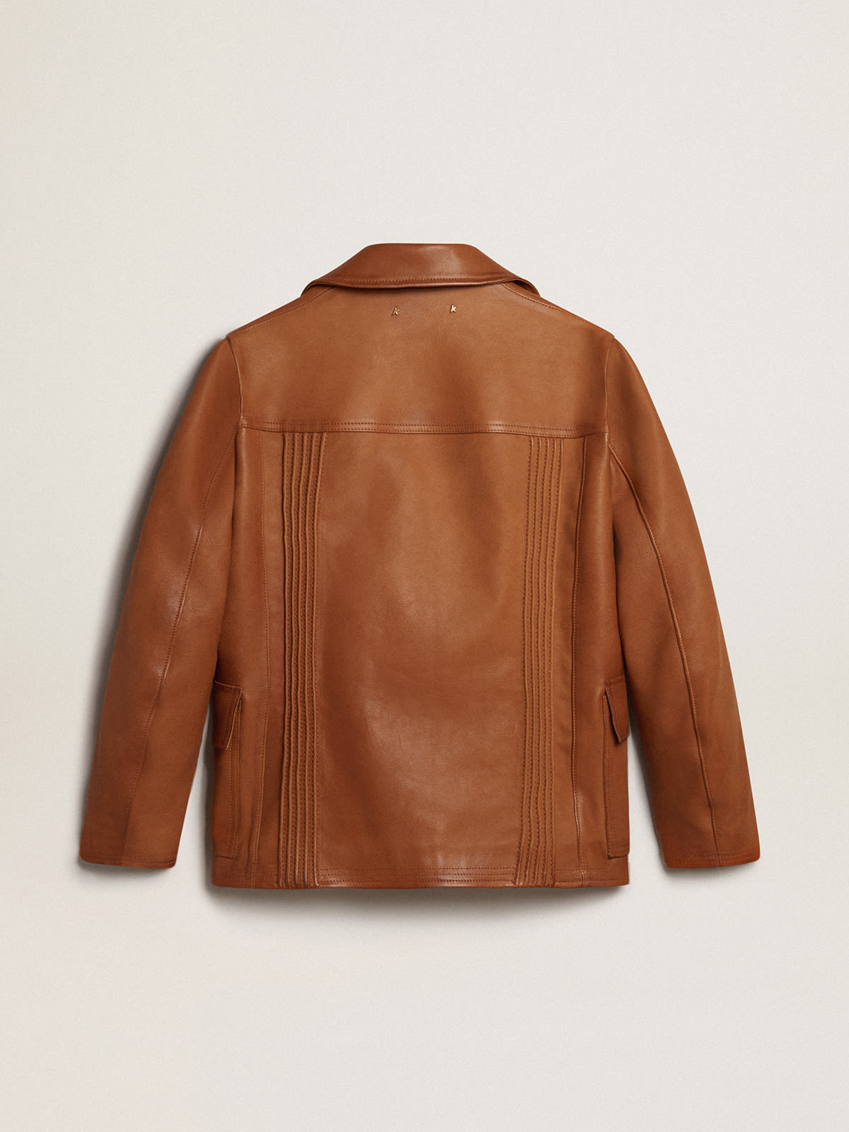 Bronze-brown leather jacket| Golden Goose