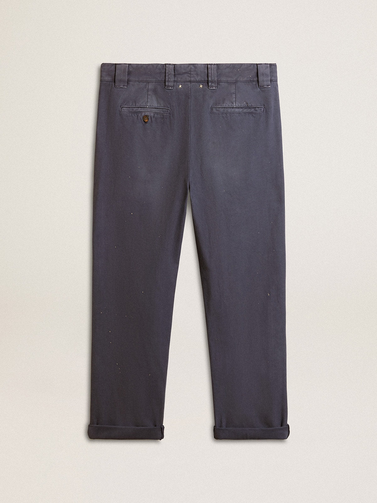 Men's chinos in blue with a lived-in effect| Golden Goose