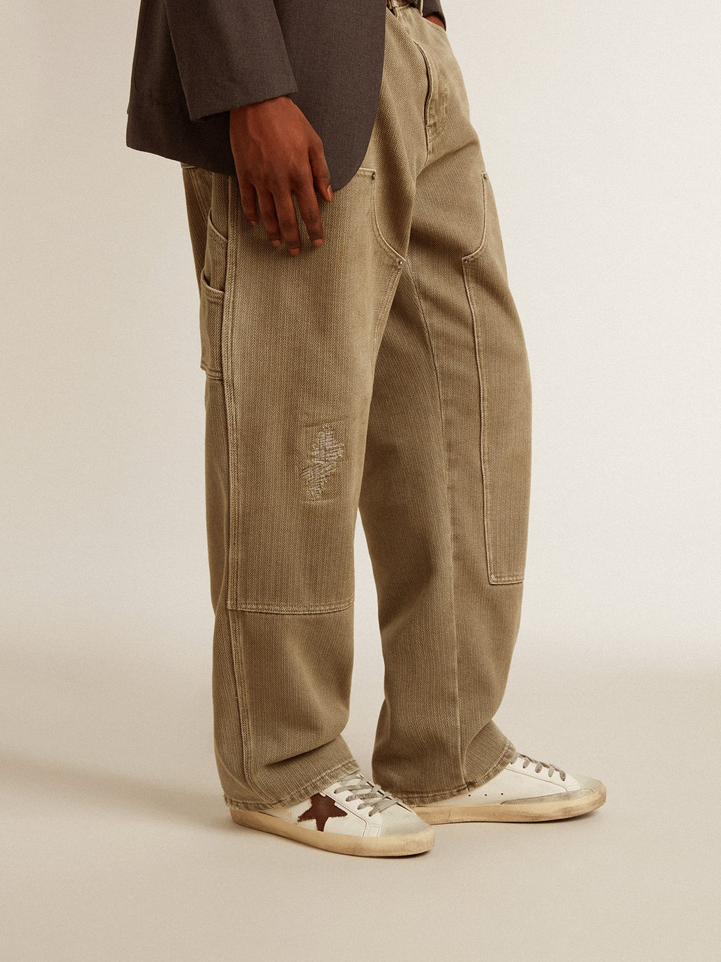 Men's Bio-based Super-Star with canvas star and dark brown leather heel tab| Golden Goose
