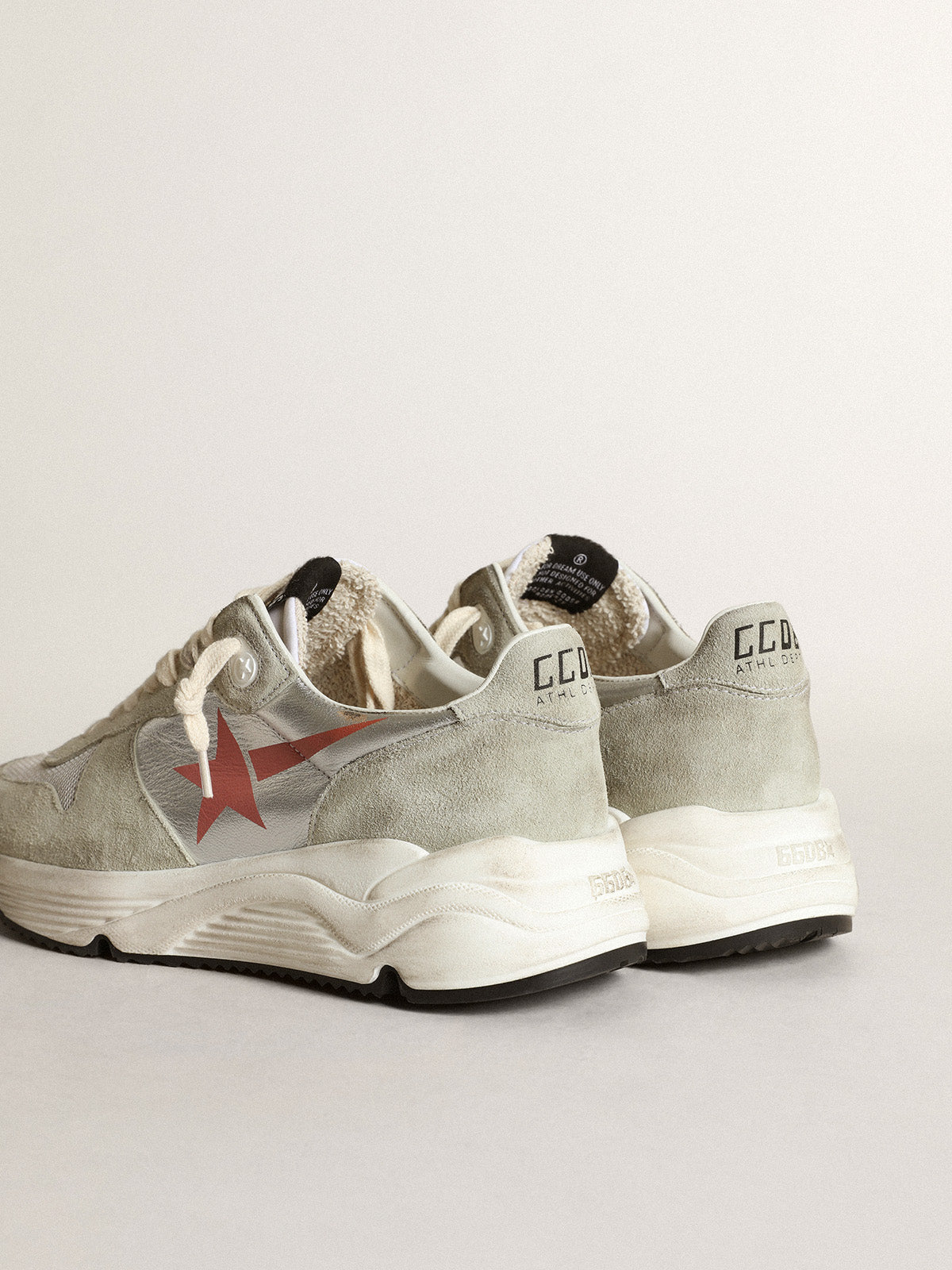 Women's Running Sole in silver leather with ice-gray inserts| Golden Goose