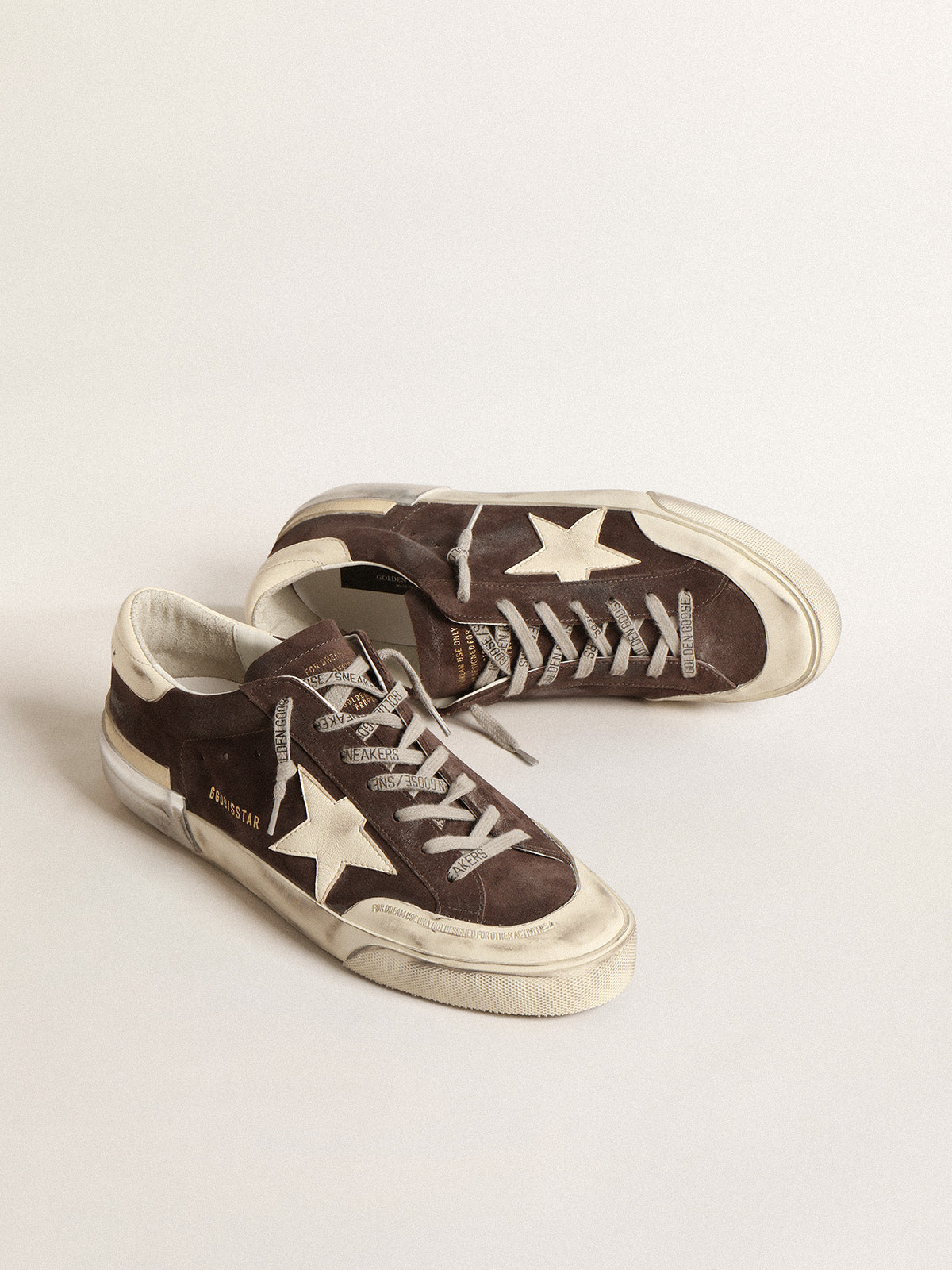 Super-Star in gray suede with ecru nappa star and heel tab| Golden Goose