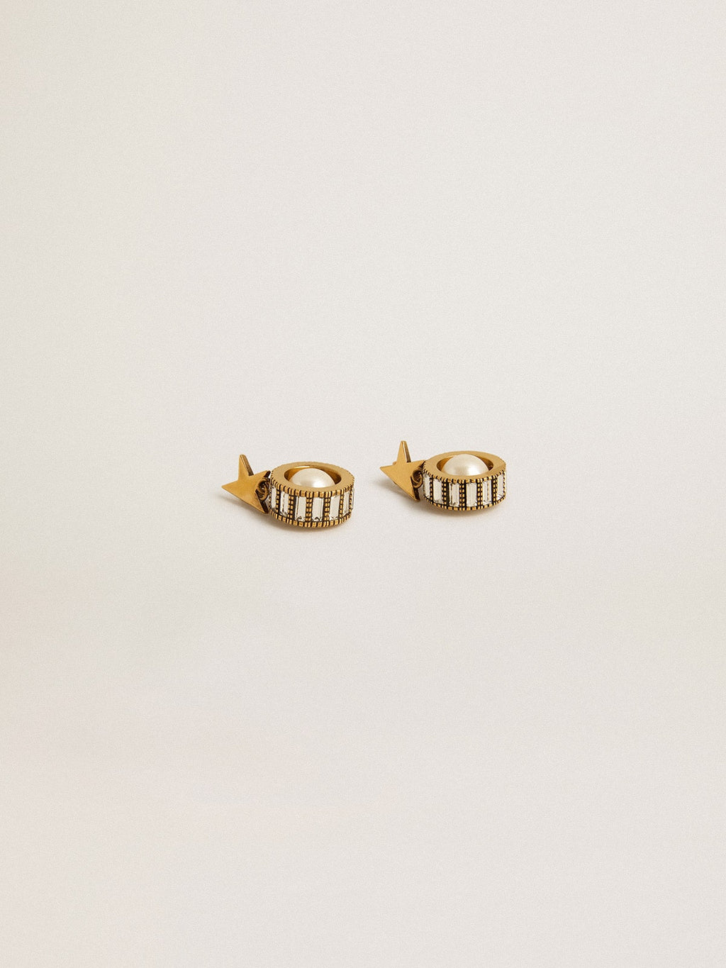 Earrings with gold star and pearl| Golden Goose