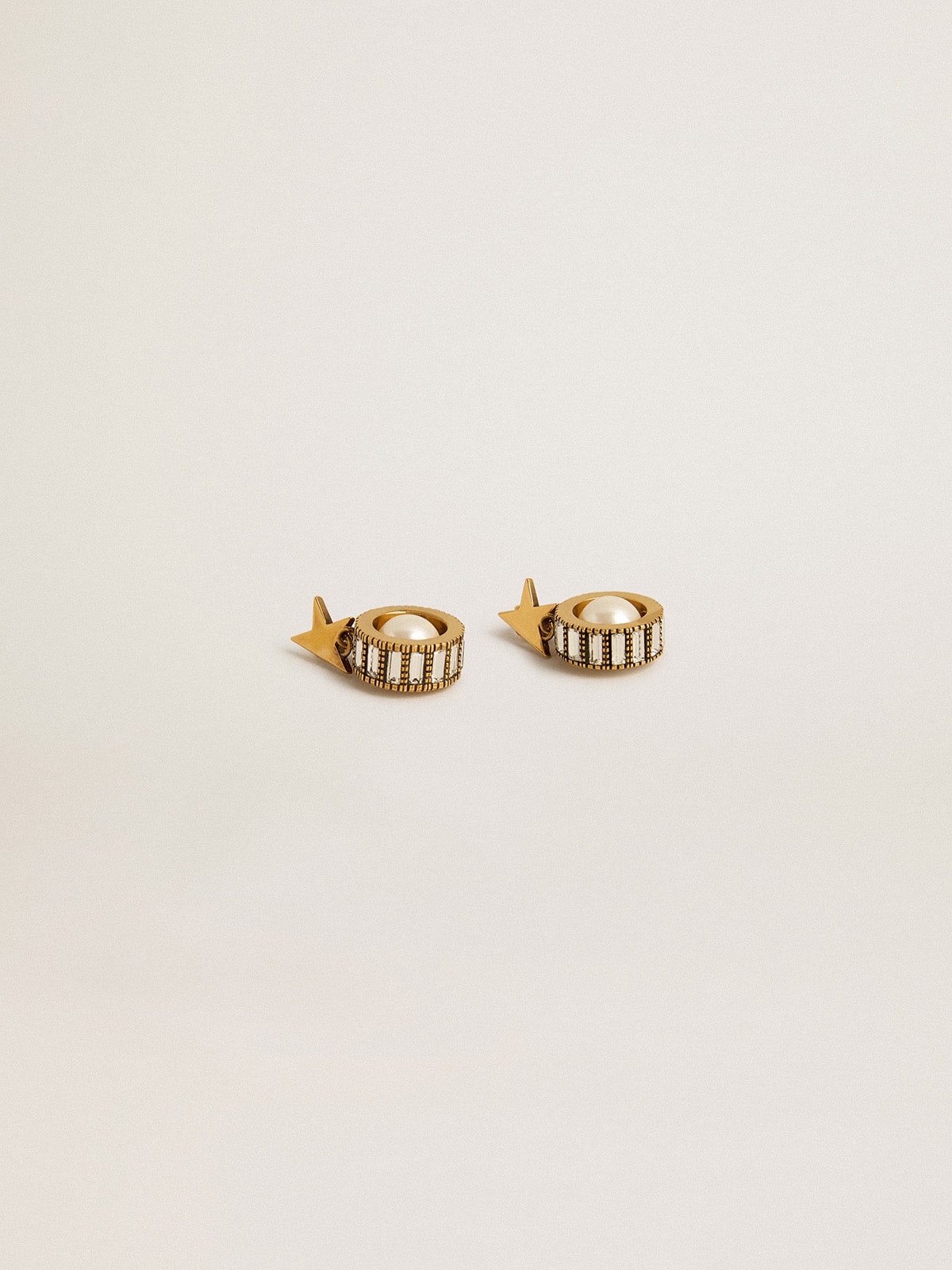 Earrings with gold star and pearl| Golden Goose