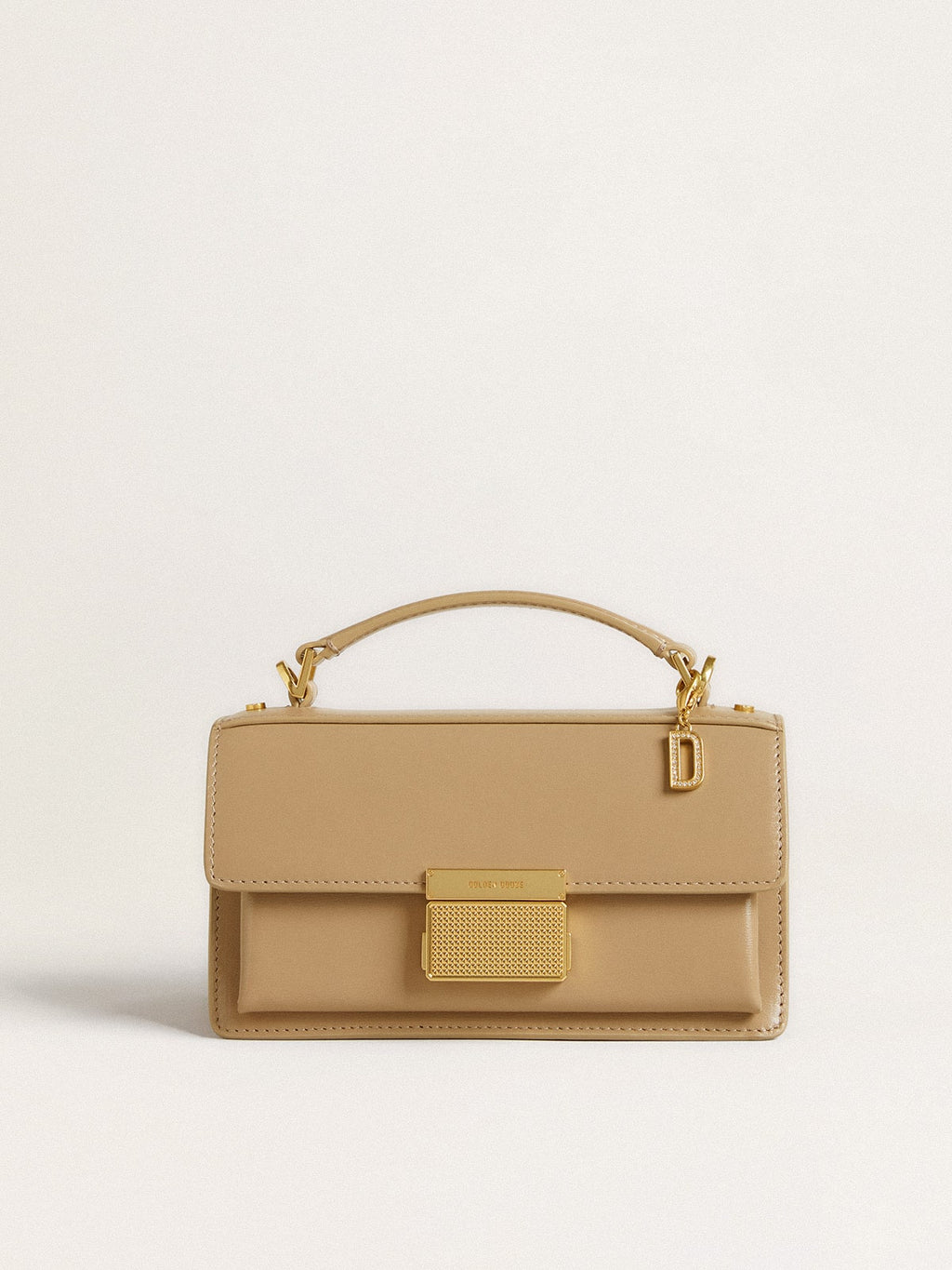 Letter D charm in gold-colored brass with crystals| Golden Goose
