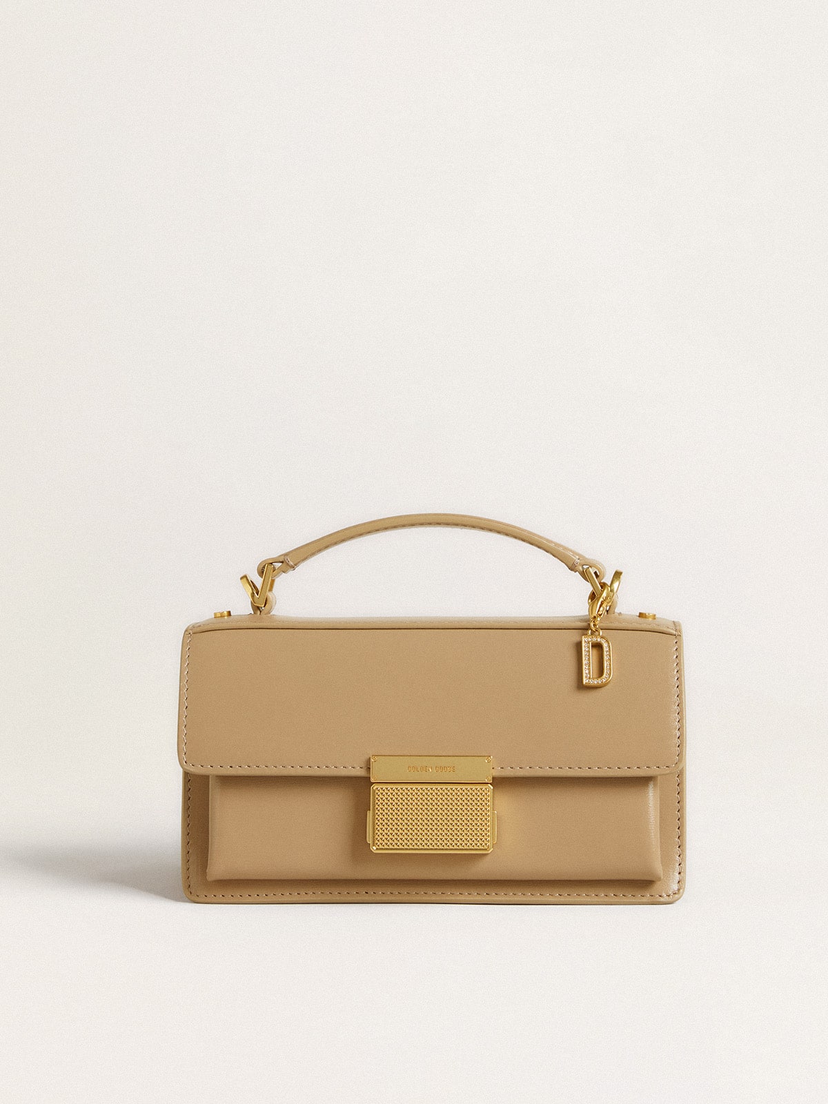 Letter D charm in gold-colored brass with crystals| Golden Goose