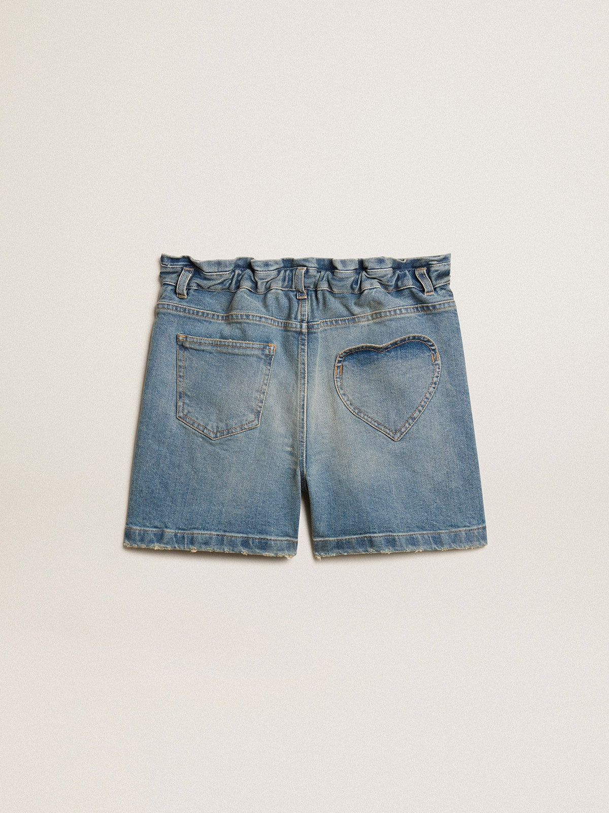 Girls' denim shorts with distressed finish| Golden Goose