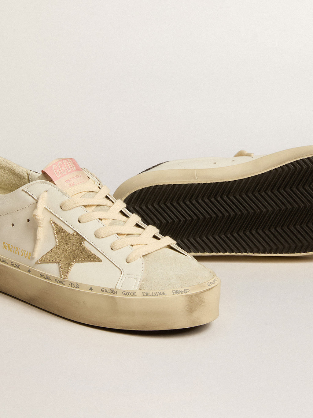 Hi Star with platinum metallic leather star and glitter heel tab| Golden Goose