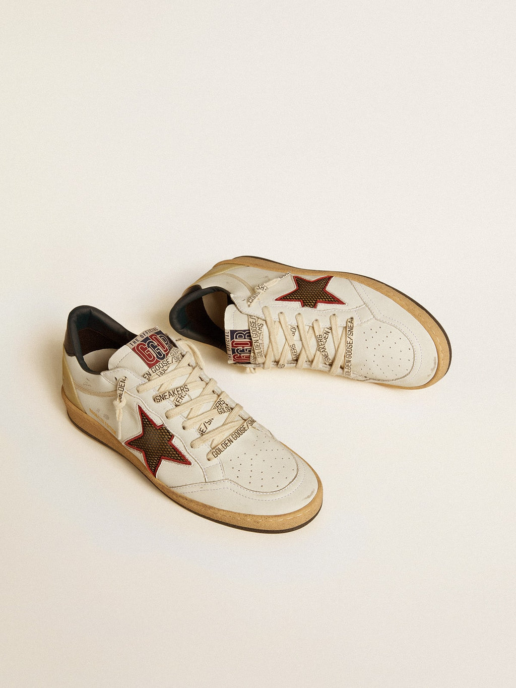 Women's Ball Star LTD with mesh star and midnight blue leather heel tab| Golden Goose
