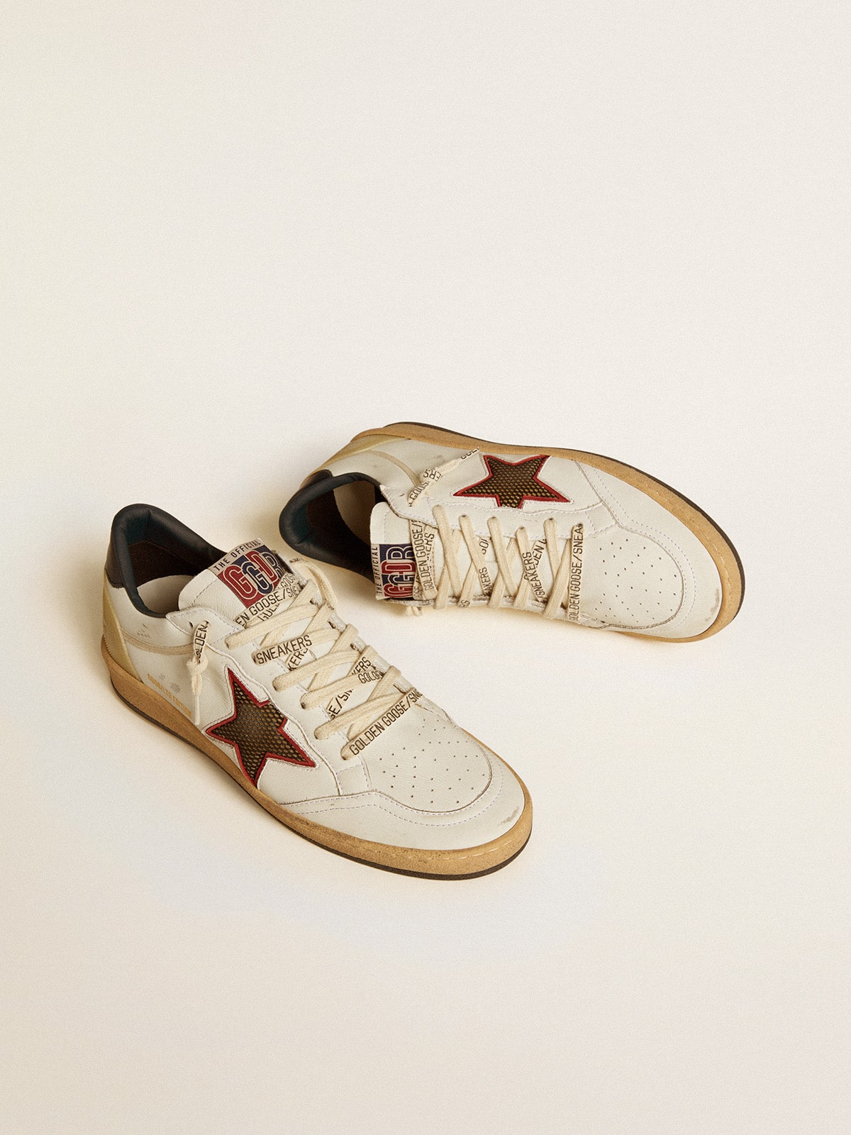 Women's Ball Star LTD with mesh star and midnight blue leather heel tab| Golden Goose