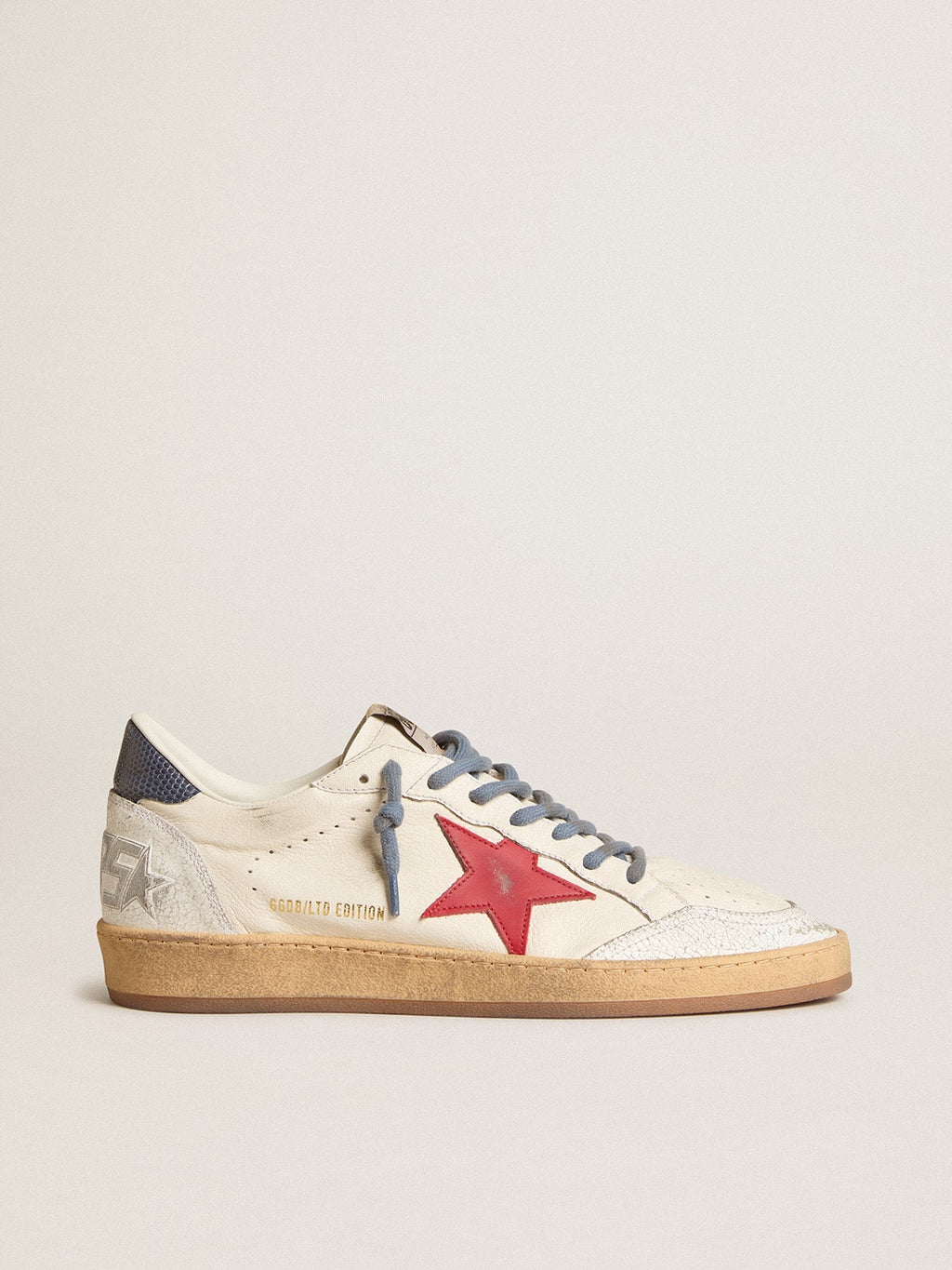 Ball Star LTD with red star and lizard-print leather heel tab| Golden Goose
