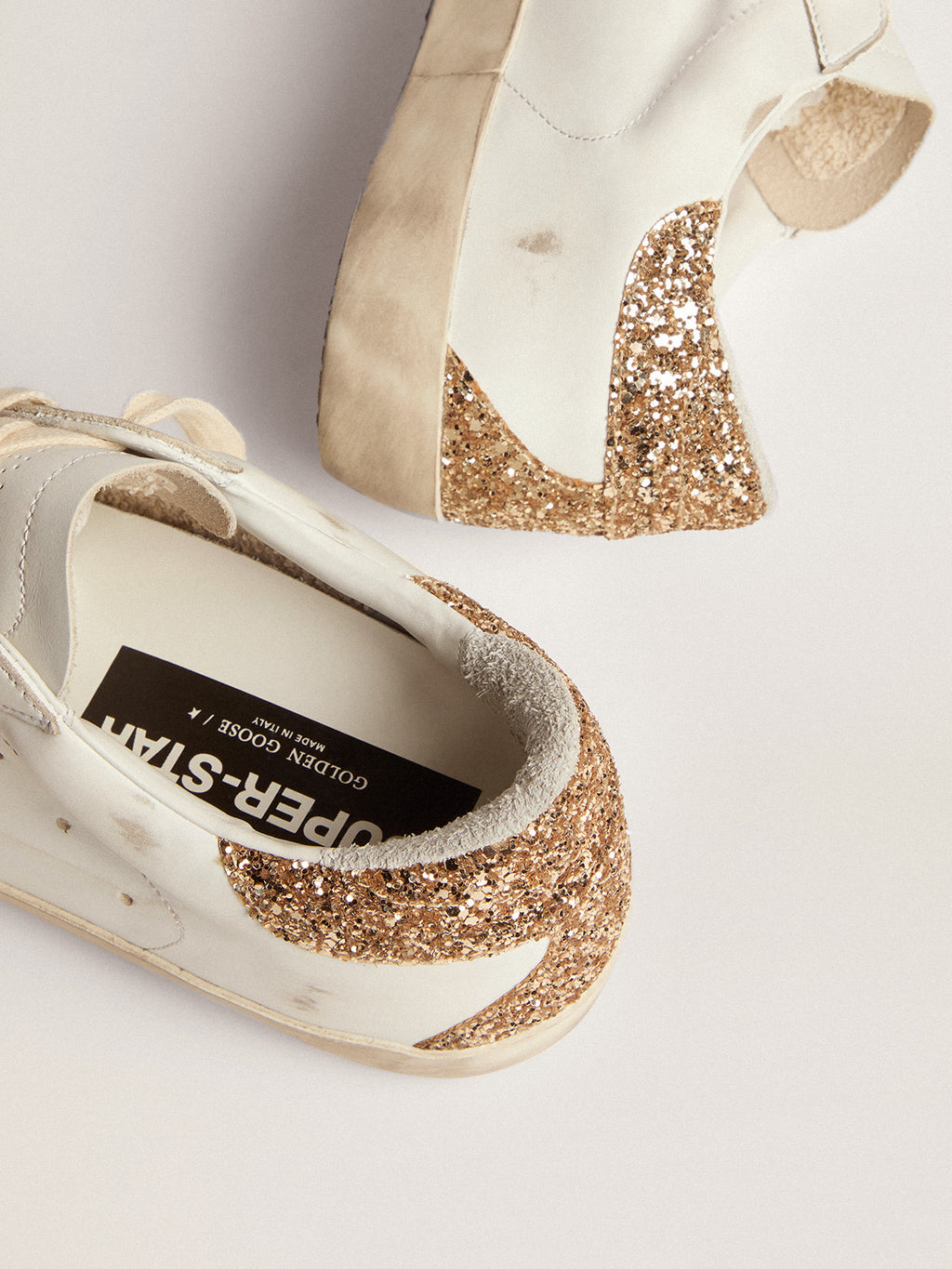 Women's Super-Star with silver leather star and snake print| Golden Goose