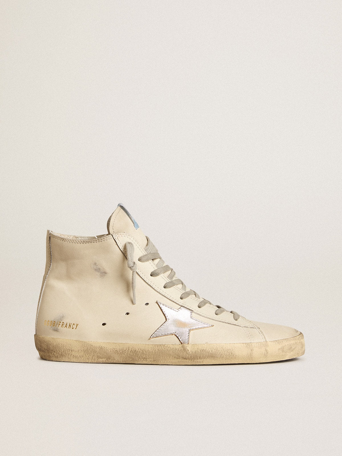 Men's Francy Penstar in white leather with silver metallic leather star| Golden Goose