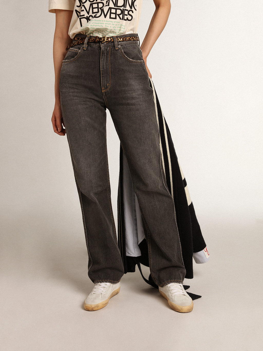 Women's black jeans with stonewashed effect| Golden Goose