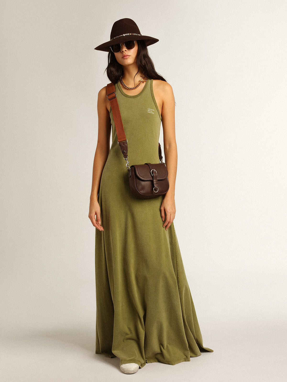 Pesto-green tank dress| Golden Goose