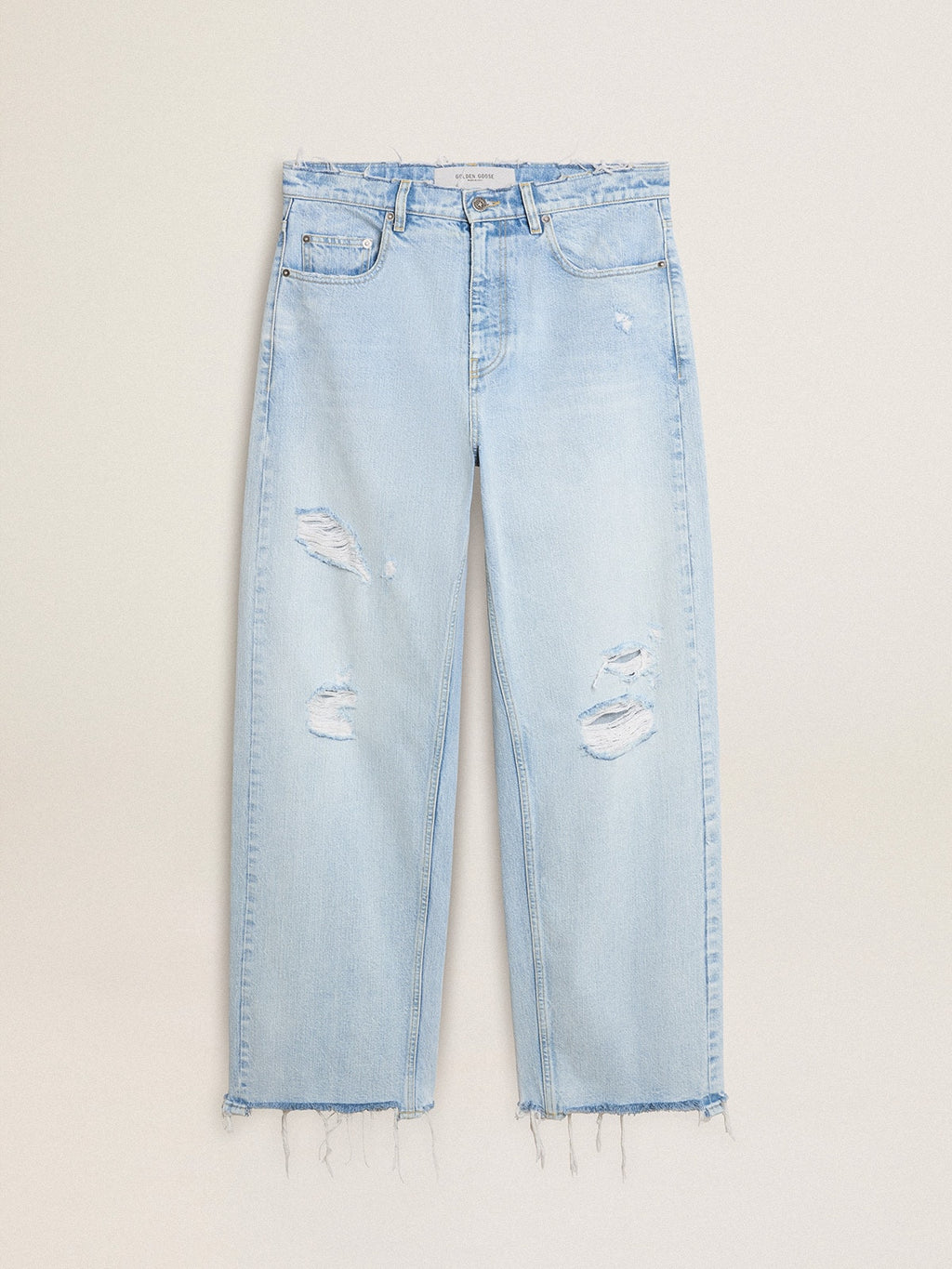 Men's pants in lived-in effect denim| Golden Goose