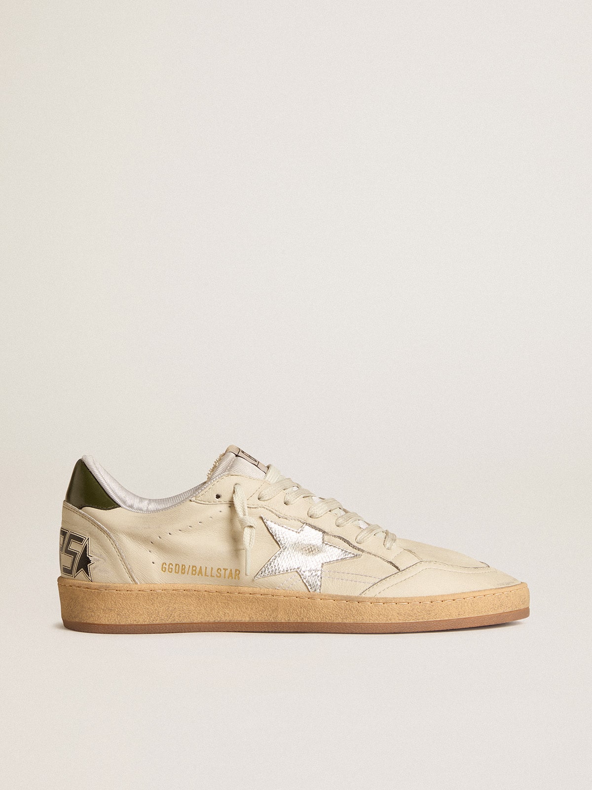 Men's Ball Star with silver leather star and green leather heel tab| Golden Goose