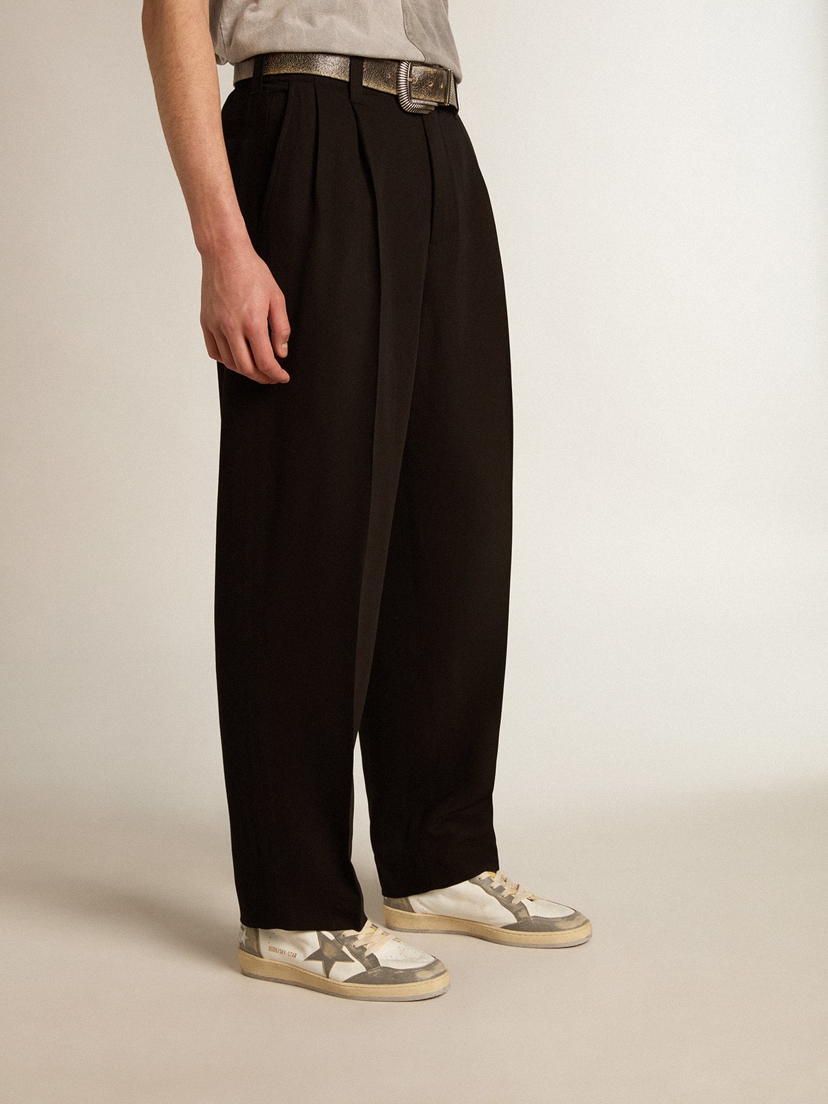 Black wool and viscose blend pants| Golden Goose