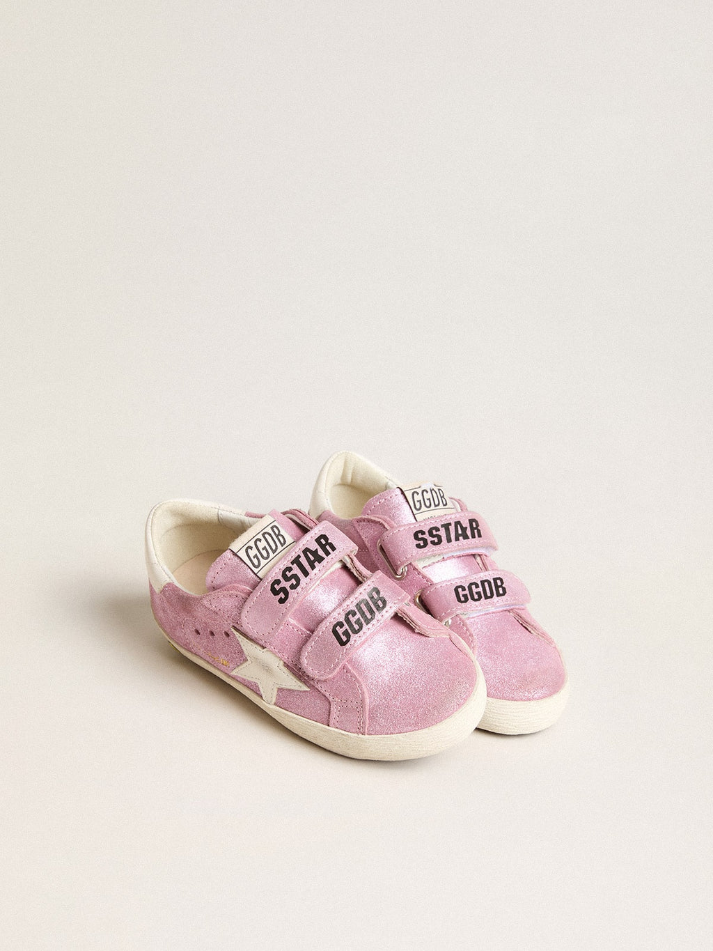 Young Old School in metallic pink suede with white leather star and heel tab| Golden Goose
