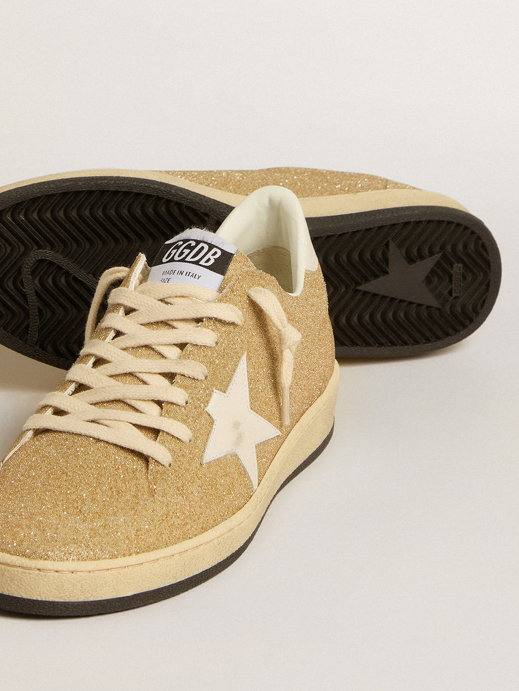 Ball Star in golden Swarovski crystals with milk-white leather star| Golden Goose