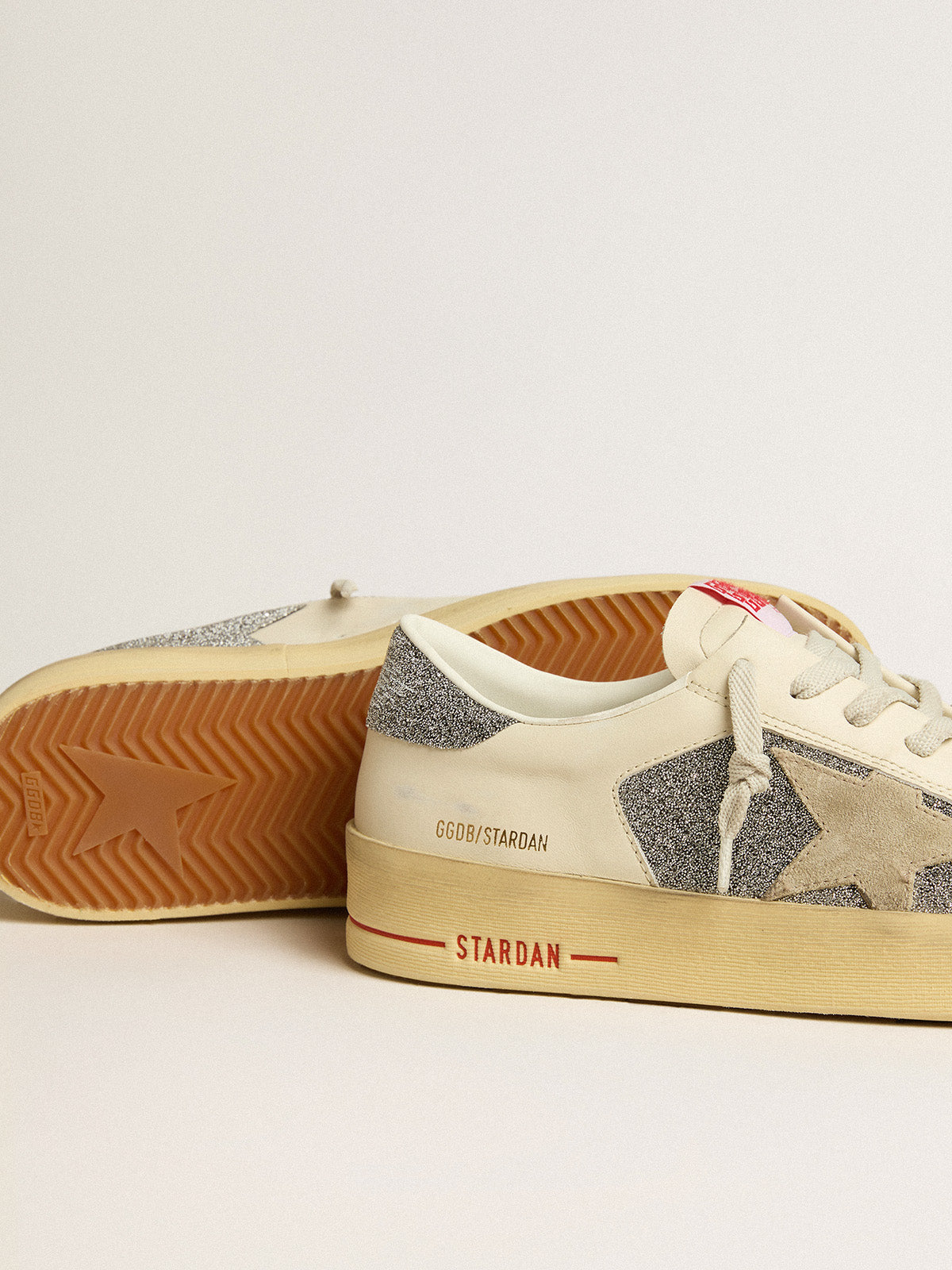 Men's Stardan in suede with sand star and silver crystal inserts| Golden Goose