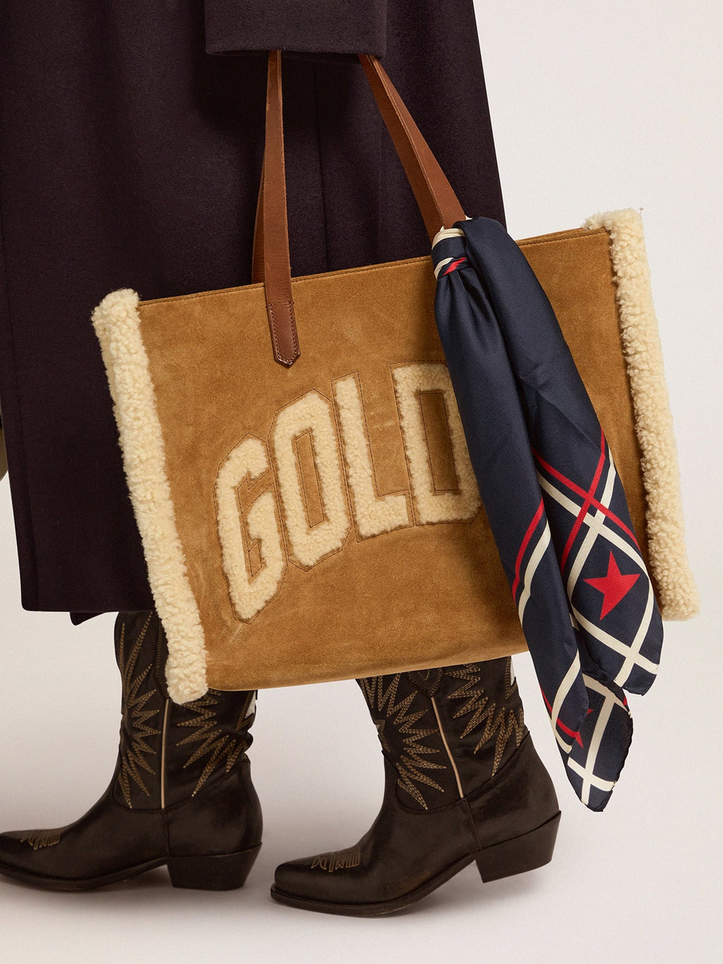 Midnight blue scarf with stripes| Golden Goose
