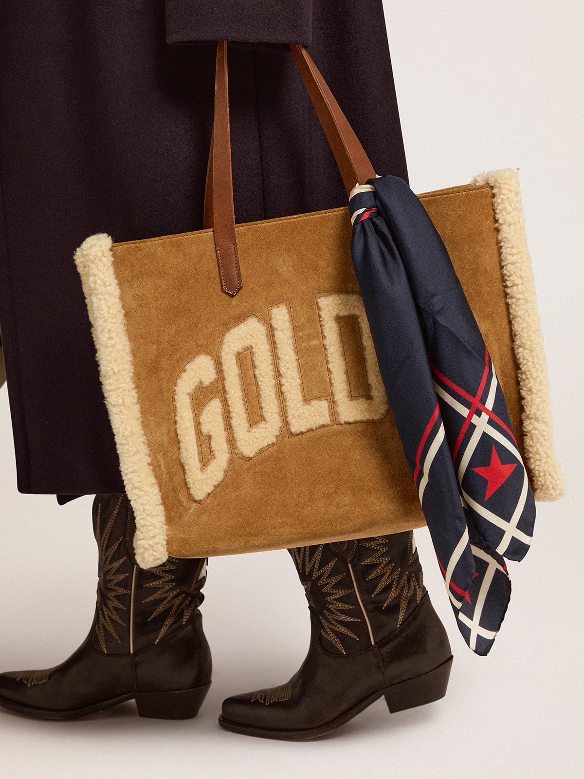 Midnight blue scarf with stripes| Golden Goose