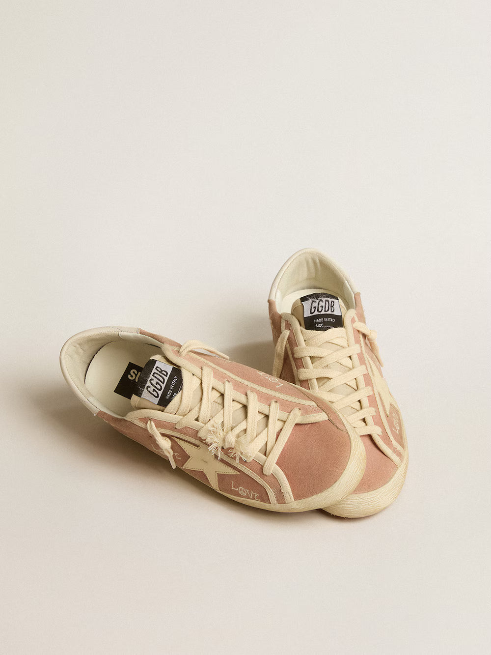 Super-Star in powder-pink suede with cream leather star| Golden Goose