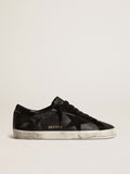 Men's Super-Star in black nappa with black suede star and heel tab| Golden Goose