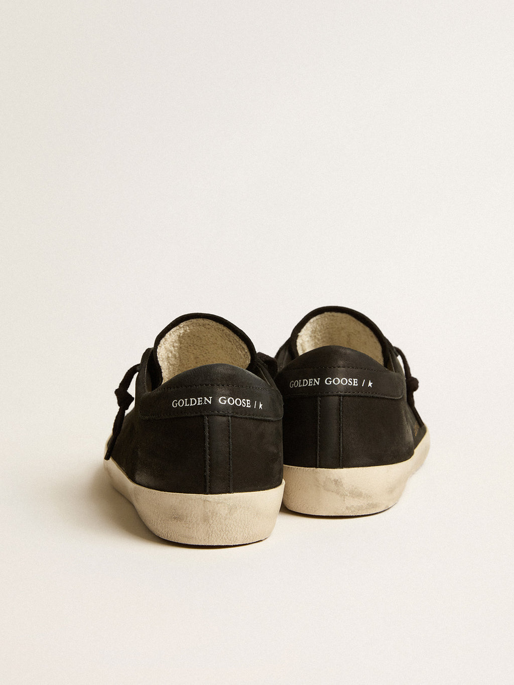 Super-Star in black nubuck with perforated star and black nubuck heel tab| Golden Goose