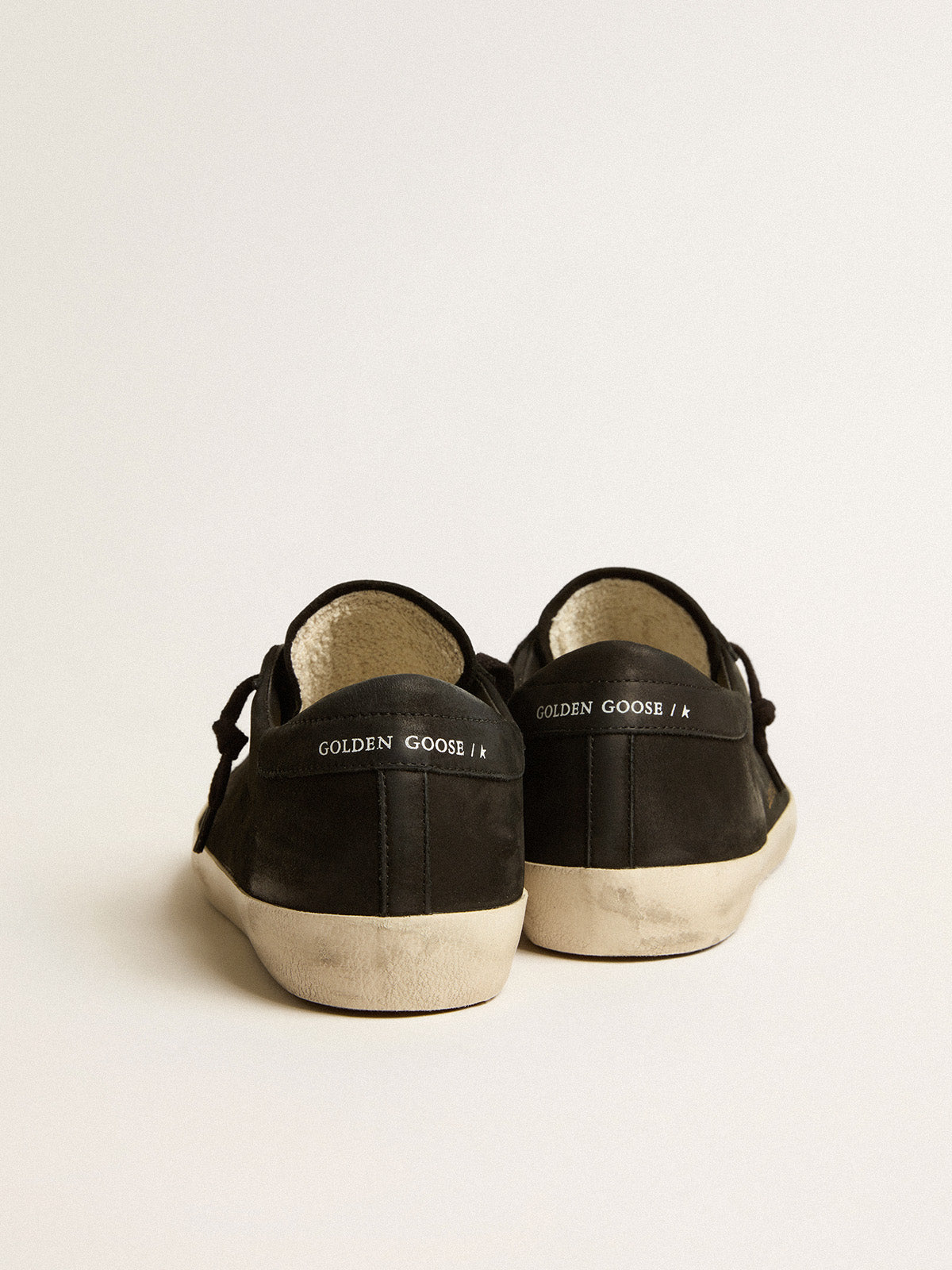 Super-Star in black nubuck with perforated star and black nubuck heel tab| Golden Goose