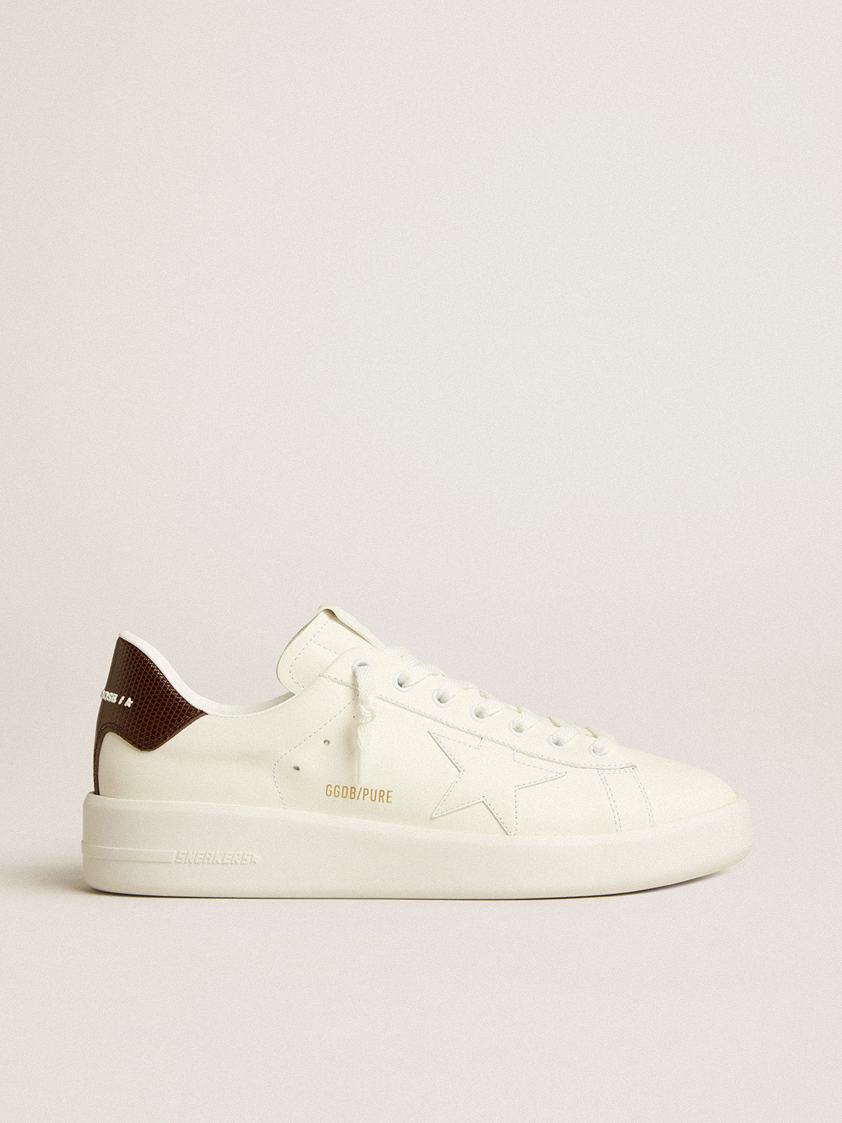 Purestar with white star and burgundy lizard-print heel tab| Golden Goose