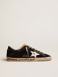 Men's Super-Star in black suede with silver laminated leather star| Golden Goose