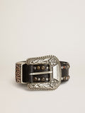 Women's belt in black leather with studs| Golden Goose