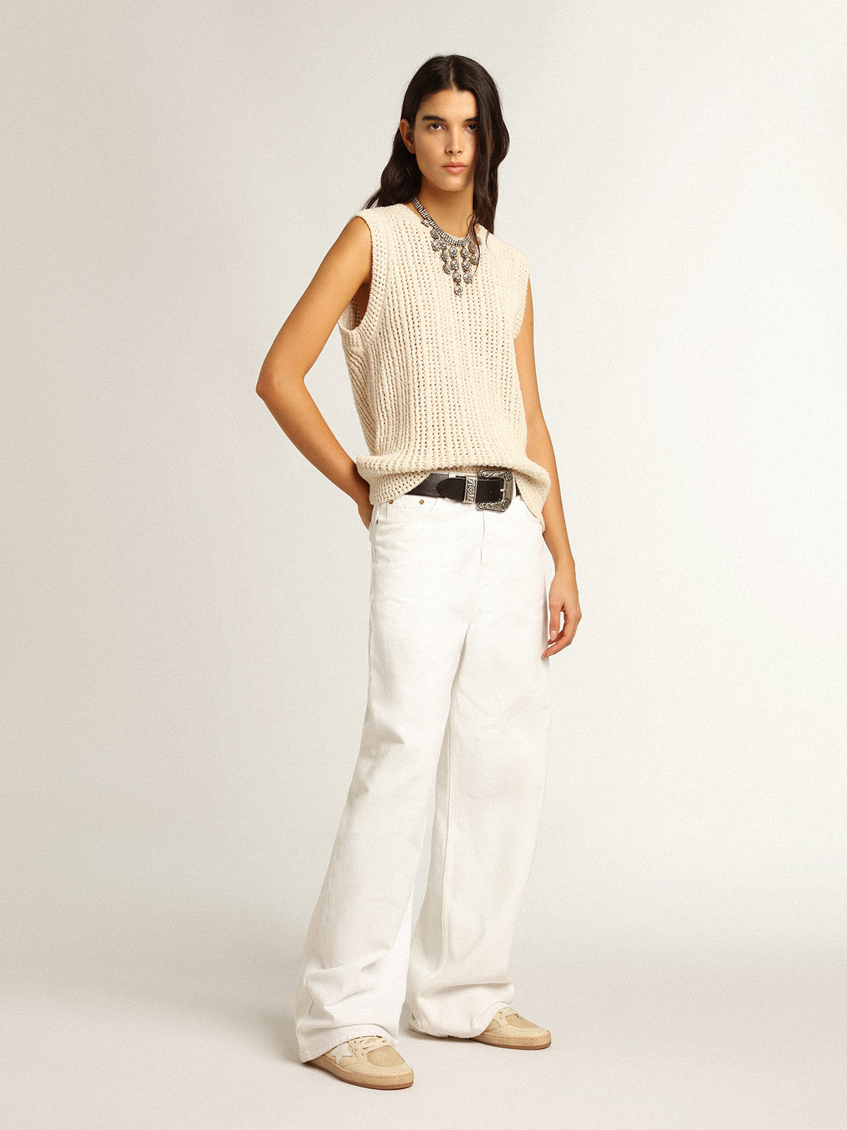 Women's Ball Star in milk-white nylon with white star and heel tab| Golden Goose