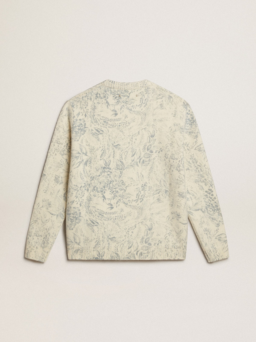 Men's round-neck sweater in wool with all-over toile de jouy pattern| Golden Goose