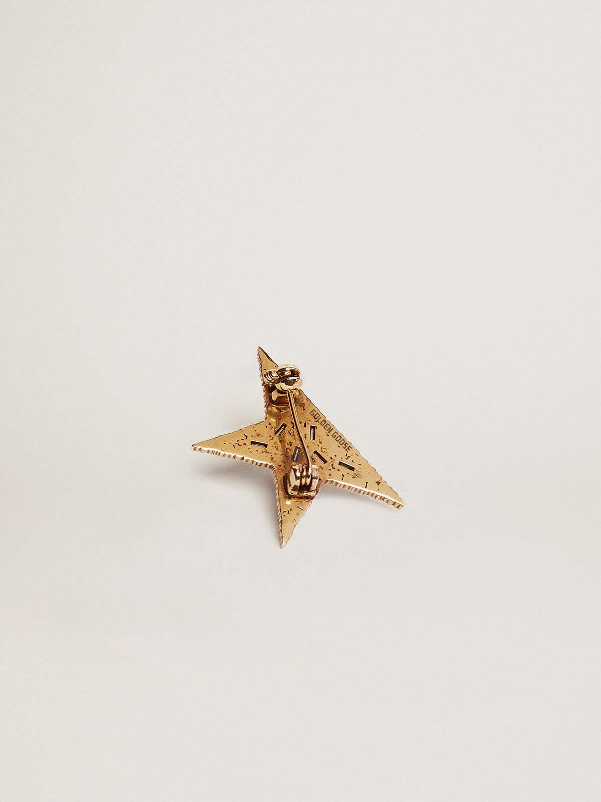 Women's antique gold-colored brooch with decorative crystals| Golden Goose
