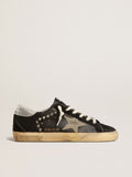 Women's Super-Star in black leather and suede with silver studs| Golden Goose