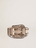 Women's belt in white leather with colored studs| Golden Goose