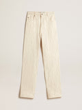 White pants with baguette-shaped studs| Golden Goose