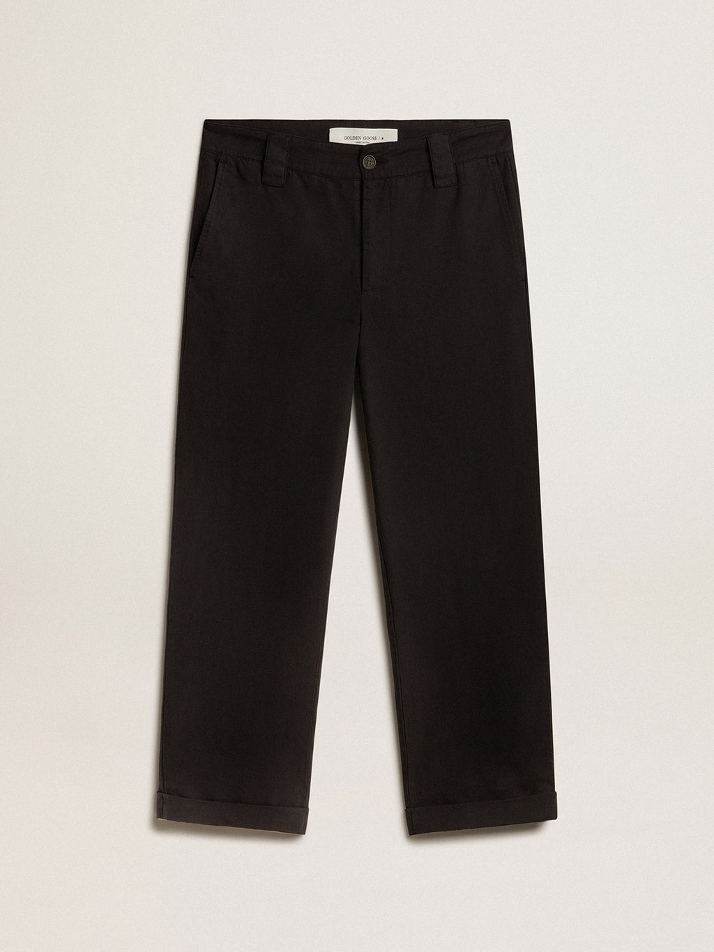 Black cotton gabardine chinos| Golden Goose