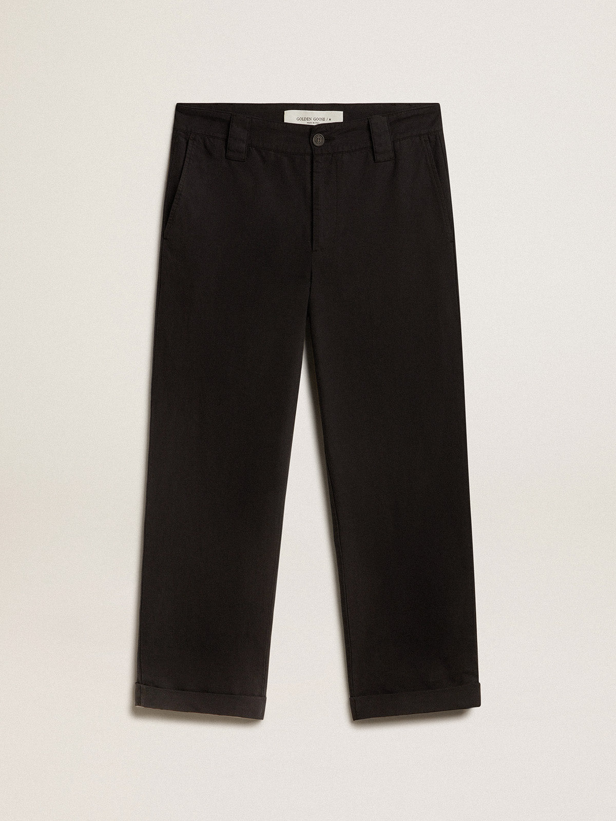 Black cotton gabardine chinos| Golden Goose