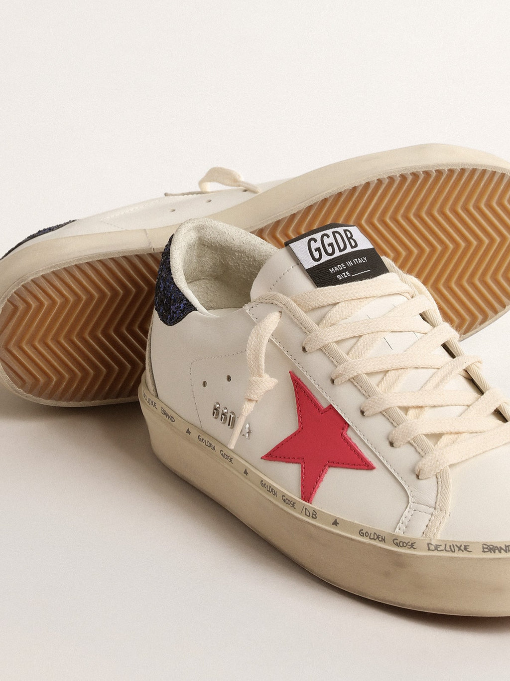 Hi Star with fuchsia leather star and blue glitter heel tab| Golden Goose