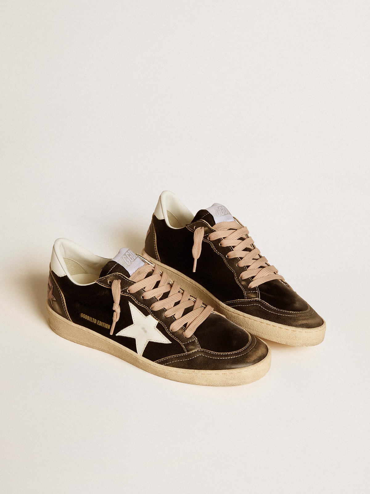 Ball Star LTD in black velvet with white leather star and heel tab| Golden Goose