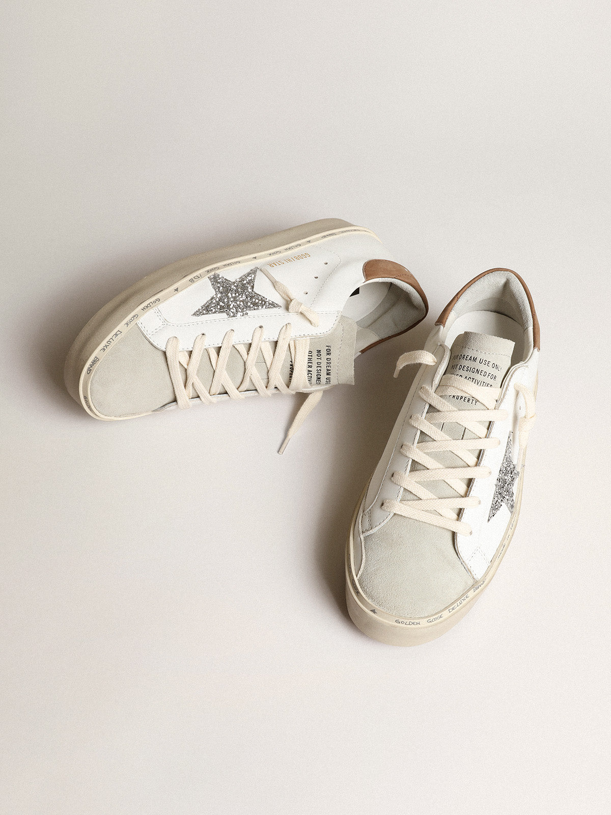 Hi Star with silver glitter star and dove-gray nubuck heel tab| Golden Goose